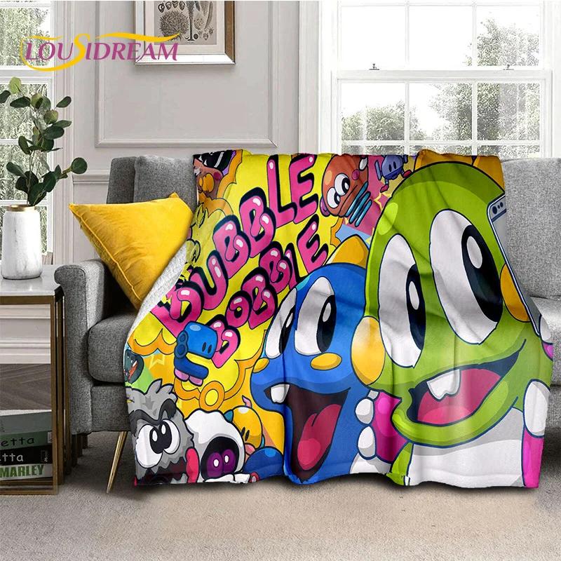 Cartoon Bubble Bobble Puzzle Bobble Retro Game Soft Flannel Blanket for Beds Bedroom Sofa Picnic,Throw Blanket Outdoors Leisure