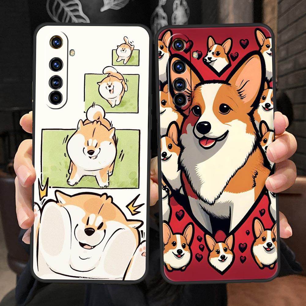 Cute Corgi Dog Case For Realme C67 C63 C55 C53 C35 C25 C21 GT 2 3 5 6 10 11 12 13 Pro Plus 5G Soft TPU Phone Cover Fundas Capas