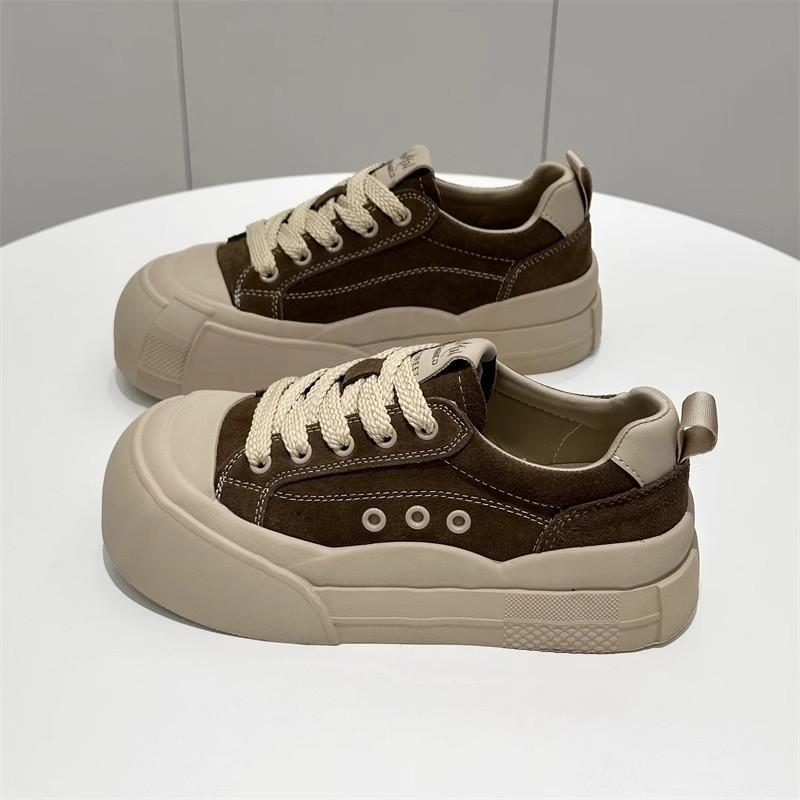 Single Shoes Women's New Spring and Autumn Ugly Cute Thick-soled Muffin Retro Board Shoes Round Head Small White Tide Shoes