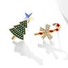 Fashion Asymmetric Snowflake Christmas Tree Candy Cane Stud Earrings For Women