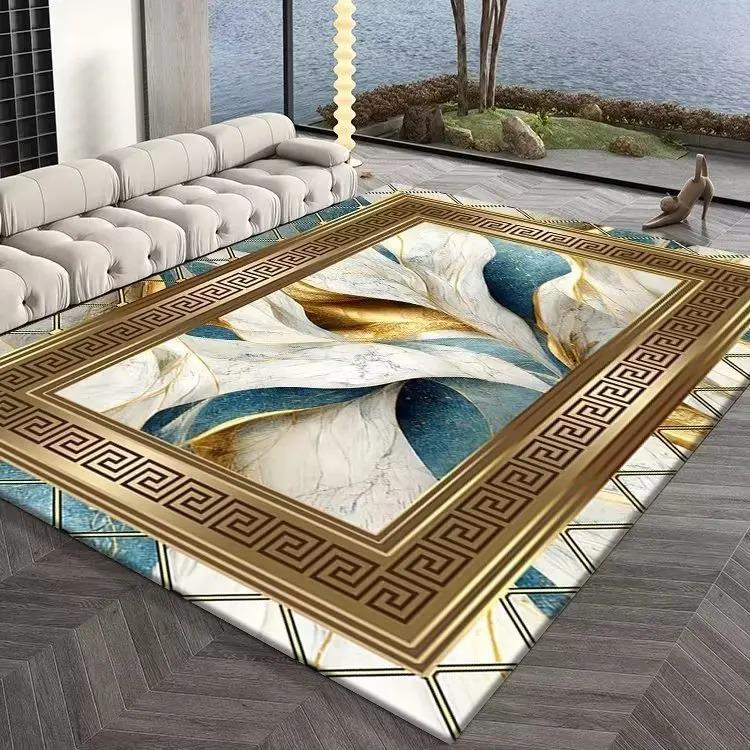 Gold Striped Patchwork Carpet Large Floor Mat for Living Room Washable Anti-slip Kitchen Door Mats Home Bedroom Area Decor Rug