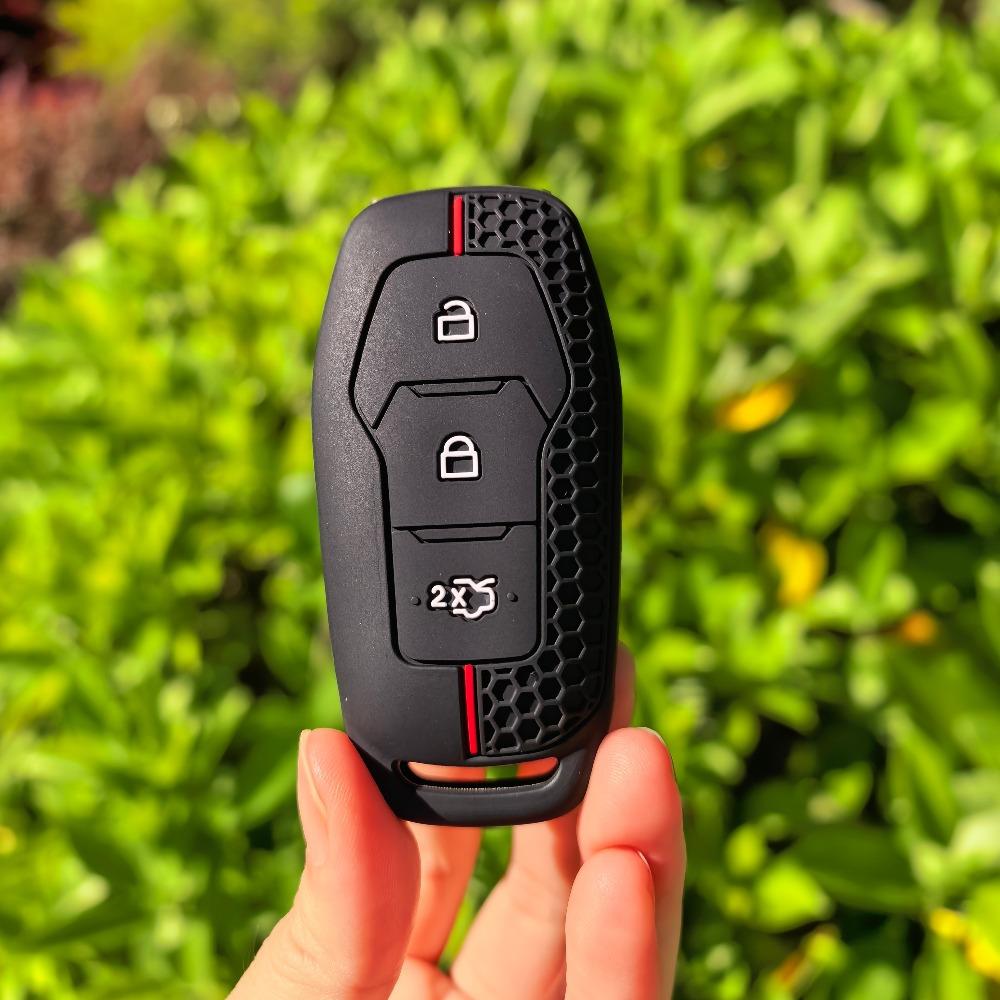 Новый силиконовый чехол-брелок для ключа автомобиля с 3 кнопками для Ford Figo Mondeo 5 Ecosport Puma Fiesta Mk8 Everest Ranger gray