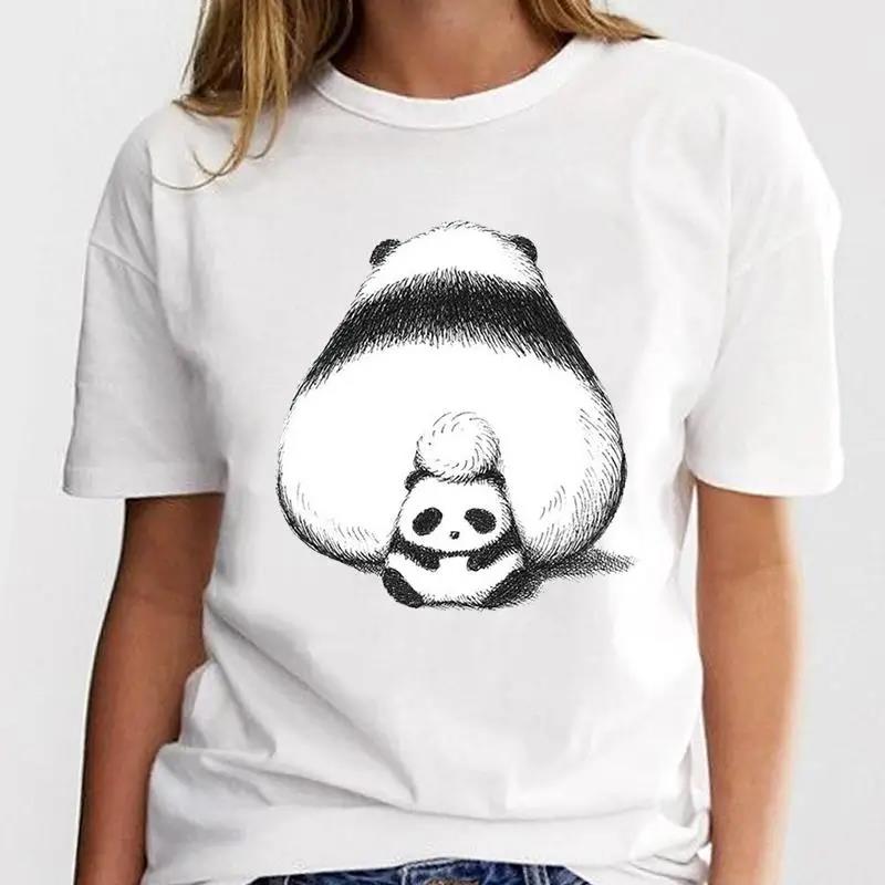 New Panda Lovely Cute Tshirt Clothing Cartoon Graphic Print Short Sleeve Fashion Casual T Shirt Women Soft Clothing