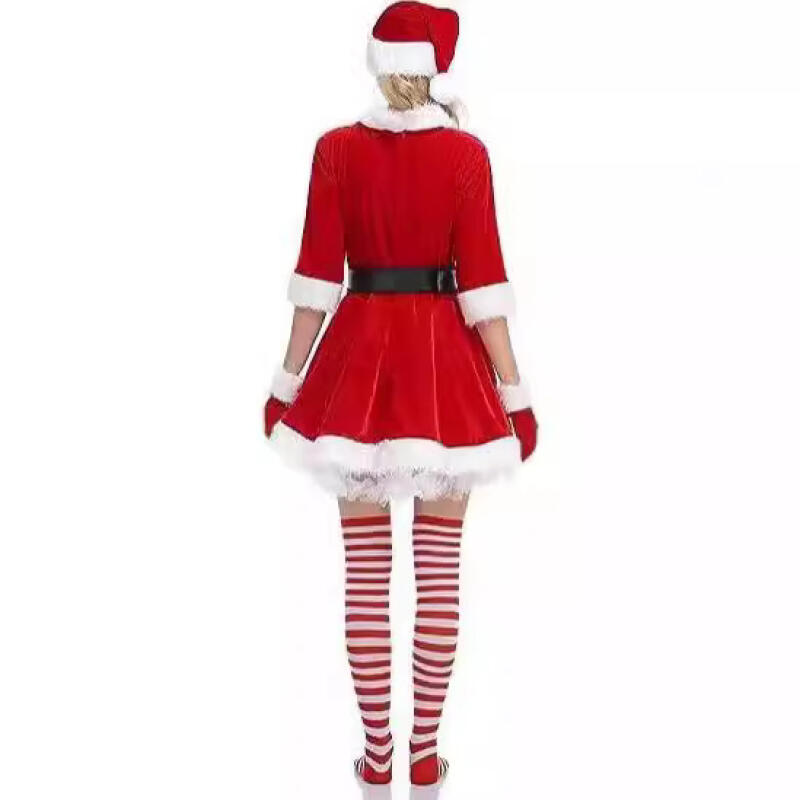 5 Stück Nikolaus Kostüm Für Damen Clause Nikolaus Kleid Weihnachts Outfits Kleider Hut Handschuhe Gürtel Strümpfe Für Weihnachten Jahr