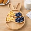 Wooden Easter Egg Shape Tray Cartoon with Compartments Food Display Plate Decorative Durable Bunny Snack Serving Tray Jewelry