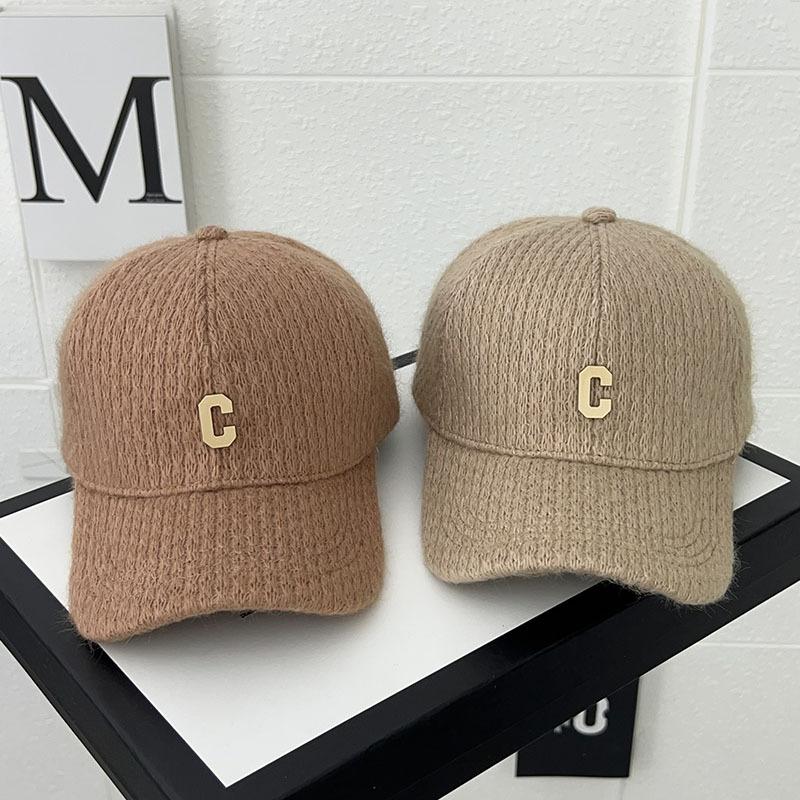 Women's Hats Baseball Caps  Autumn and Winter Thickened Warm Wool Hats Korean C Shaped Fashion and Versatile Niche Baseball Hats