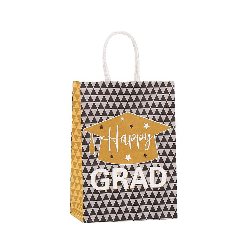 6/12Pcs Graduation Season Kraft Paper Gift Tote Packaging Bags Candy Snack Storage Pouch Graduation Party Favors