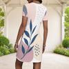 Women Plus Size Round Neck Short Sleeve Abstract Printed Fitted Mini Dress