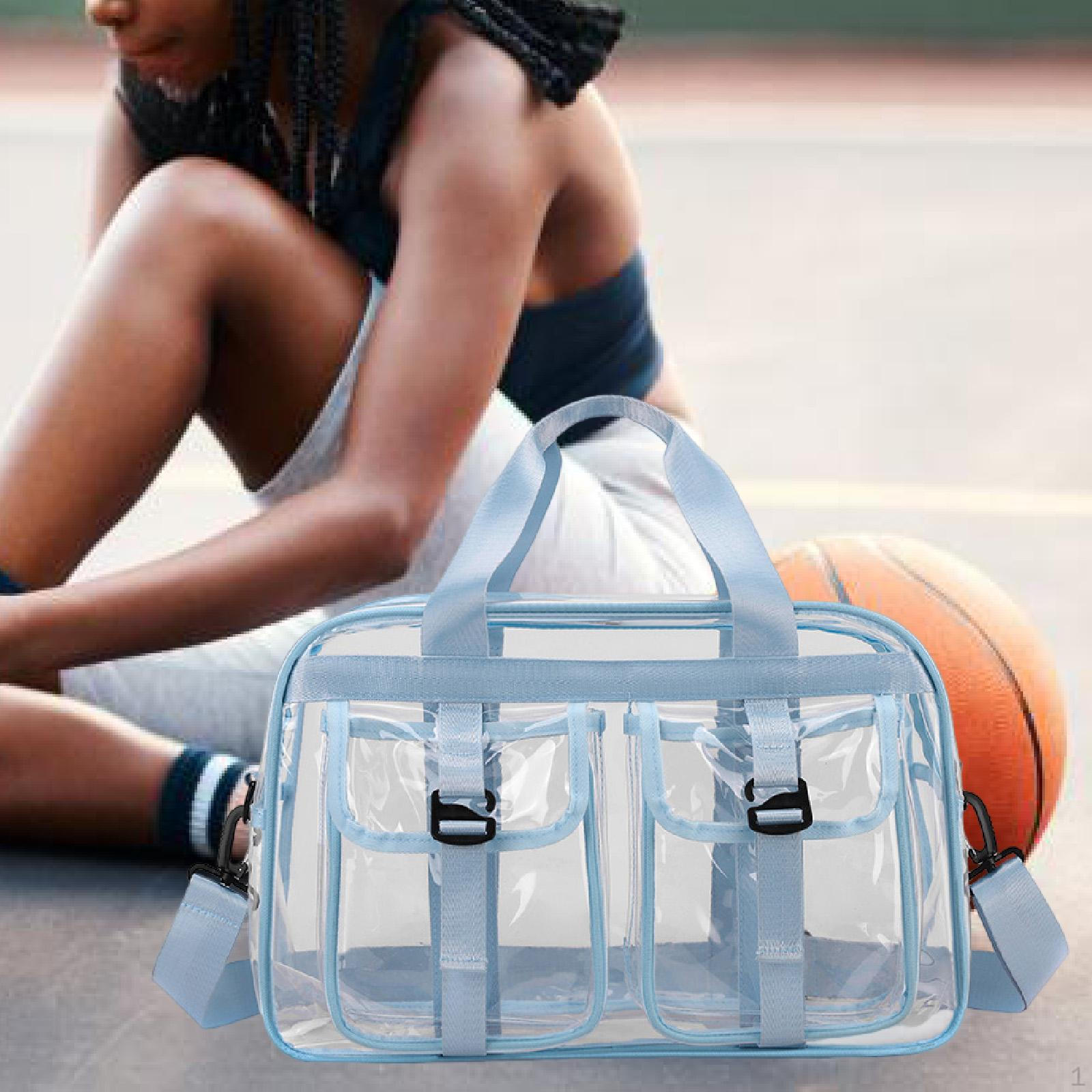 

PVC Clear Tote Bag Casual Gym Pouch for Sports Events Beach Commuting Shopping Blue