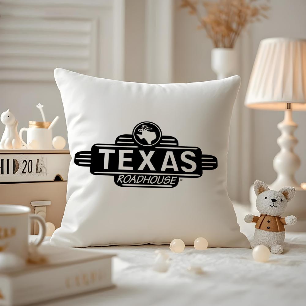 Texas Roadhouse Cushion Cover Anti-dustmite Pillowcase Invisible Zipper Silky Short Plush Sofa Cushion Cover