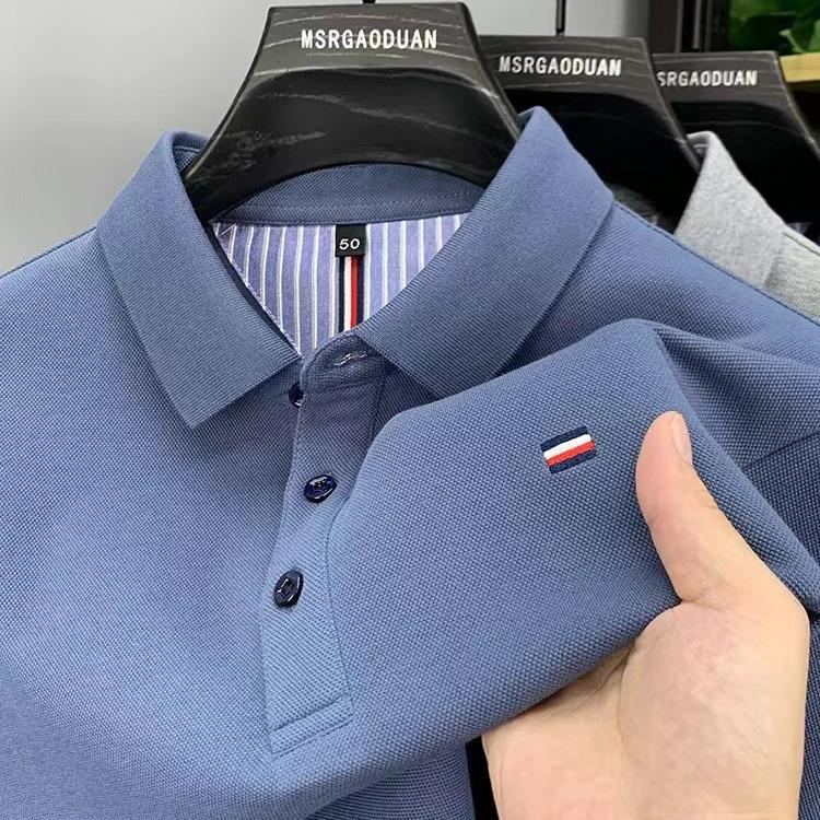 Men's 2024 Summer American Style Embroidered Golf Polo Shirt - Minimalist Short-Sleeved Collared T-Shirt