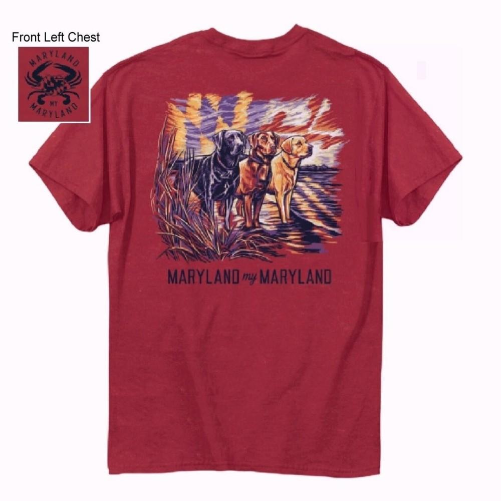 Maryland Flag Sunset Sky and Labs Short Sleeve T-Shirt NEW Fast Free Ship Unisex T-Shirt XXL