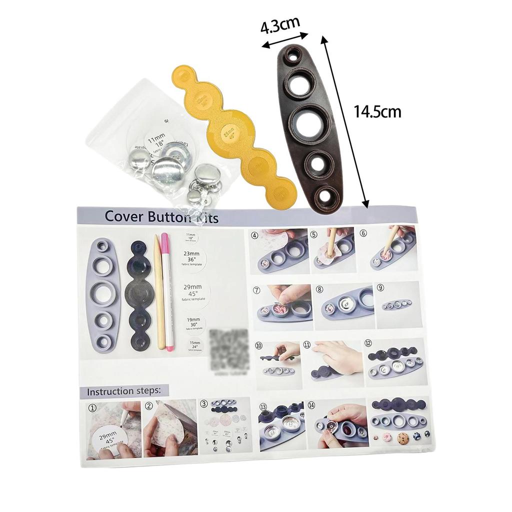 Cover Button Tool DIY Button Craft Universal Flat Back Button Covers DIY Button Craft Set for Luggage Jeans Sweater Jacket Shirt