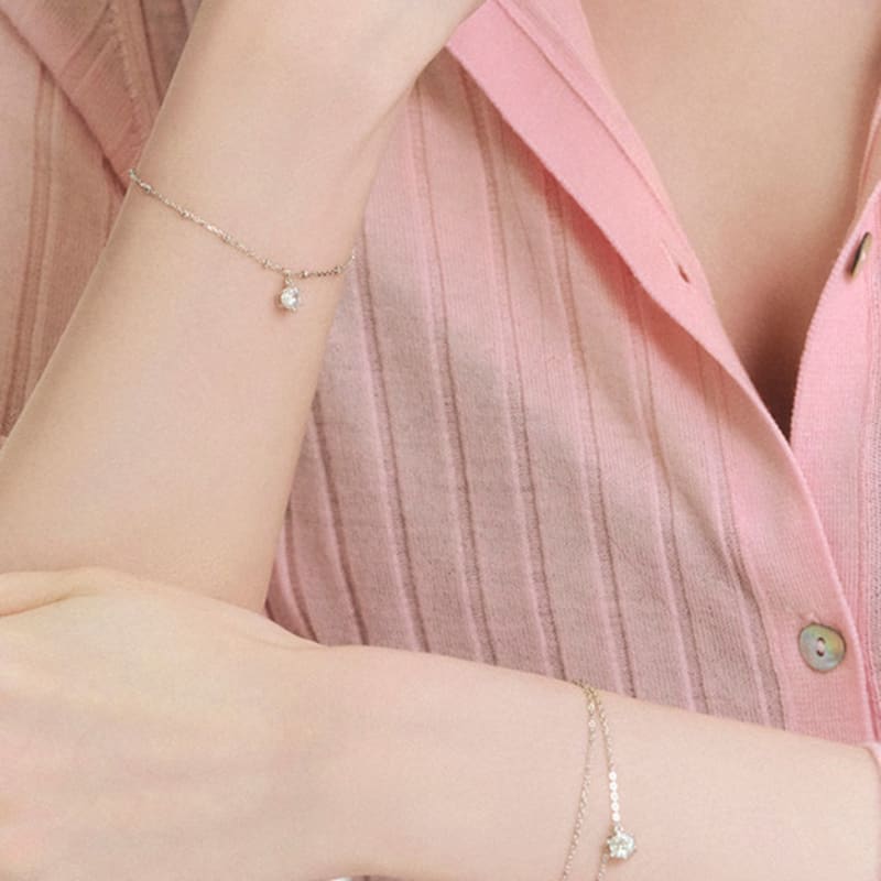 

Tirr Lirr Ball Chain Round Cubic Silver-White Bracelet TBSSVW10672M single type