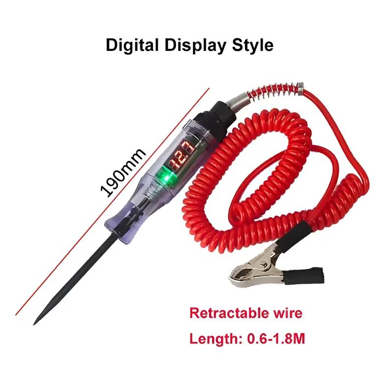 6V/12V/24V Kfz-Schaltungsteststift LED Digitale Spannungsanzeige Lange Sonde Schaltungsdetektor Fahrzeugschaltung prüfen Teleskopierbar