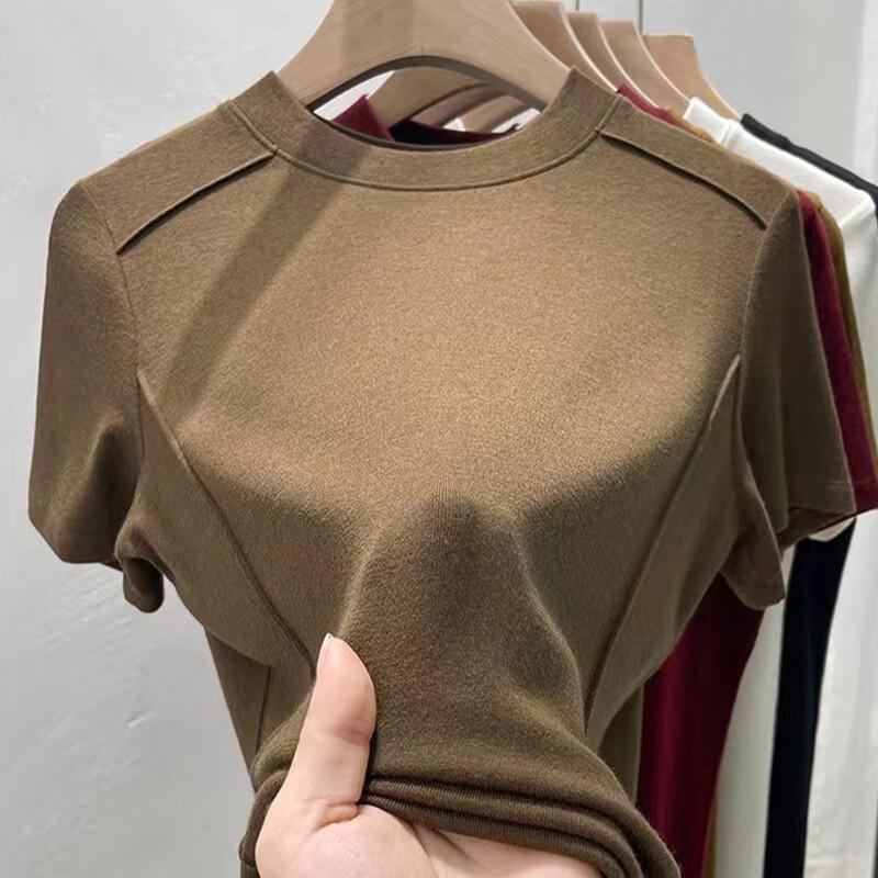 

JOHLIN DREAM Women s Spring/Summer Round Neck Fishbone Short Sleeve Base Layer Top 2XL