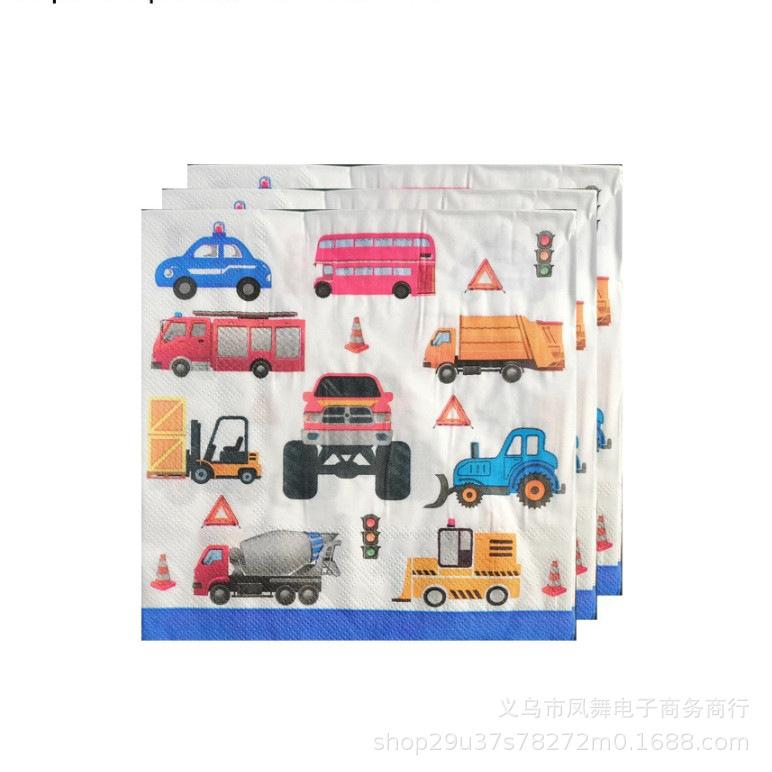 Spot Construction Vehicle Theme Party Decoration Supplies Excavator Disposable Paper Cup Paper Plate Children'S Birthday Supplies Factory