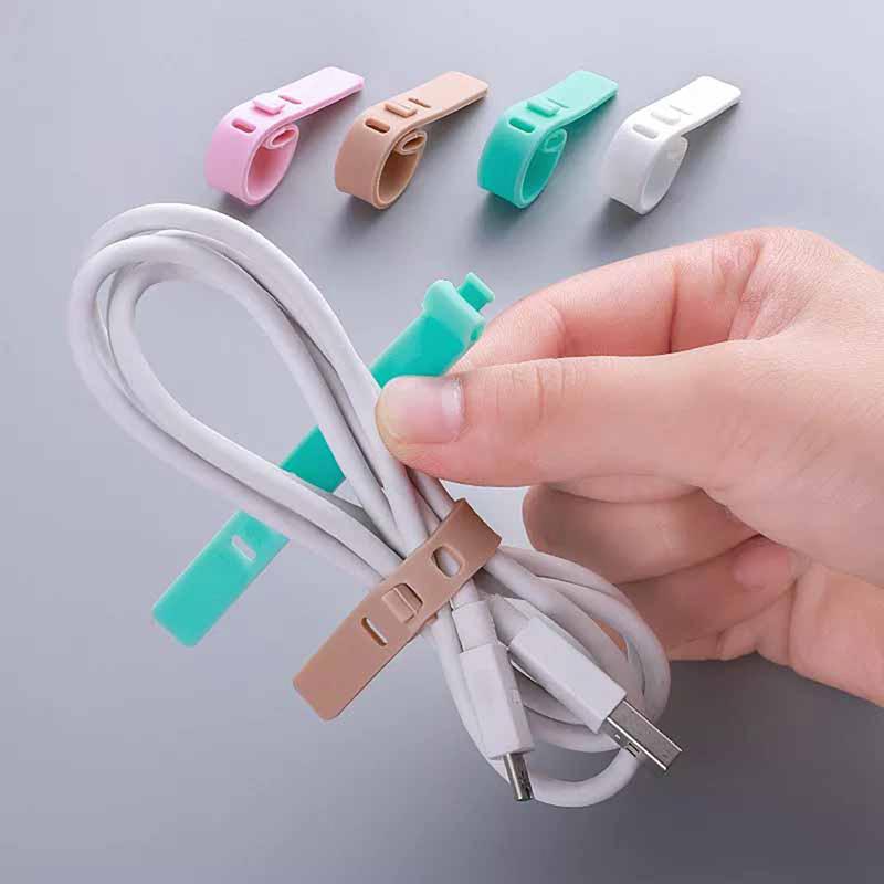 4Pcs Cable Winder Silicone Cable Organizer Wire Wrapped Cord Line Storage Holder