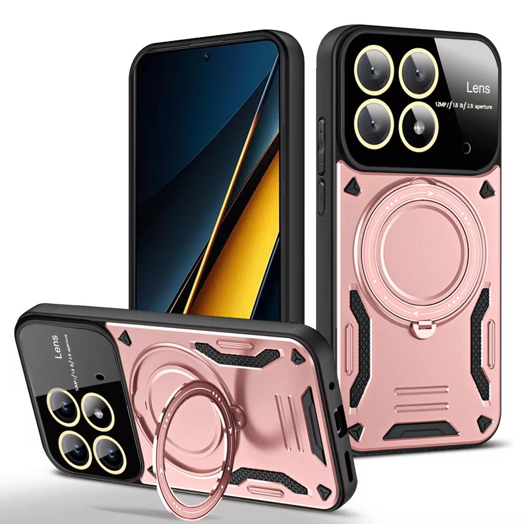 Til Poco X6 Pro Magnetisk Ringstativ Panserdeksel Til Poco F6 Pro X7 X5 X4 X3 NFC M6 M5 C65 Til Magsafe Trådløs Lading Telefondeksel