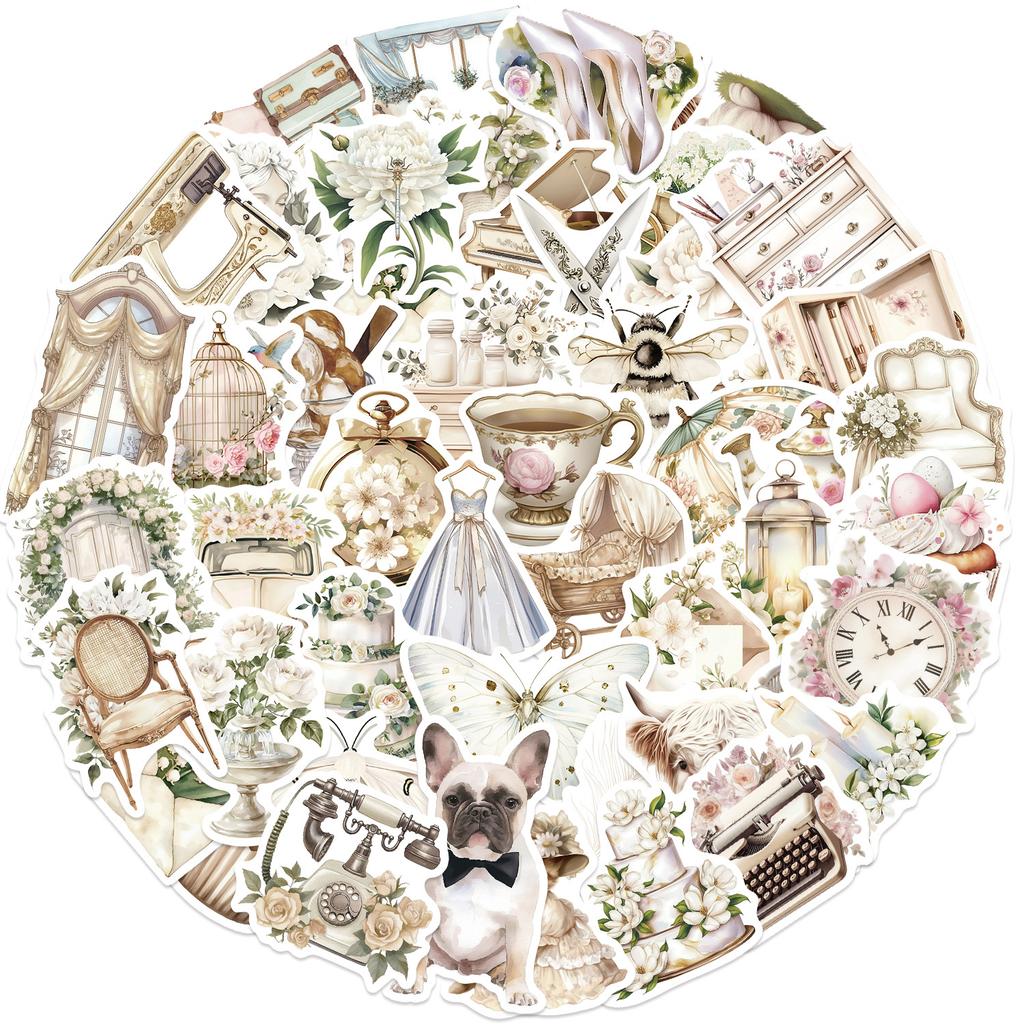 50 Cartoon White Renaissance Graffiti Stickers Decorative Guitar Notebook Suitcase DIY