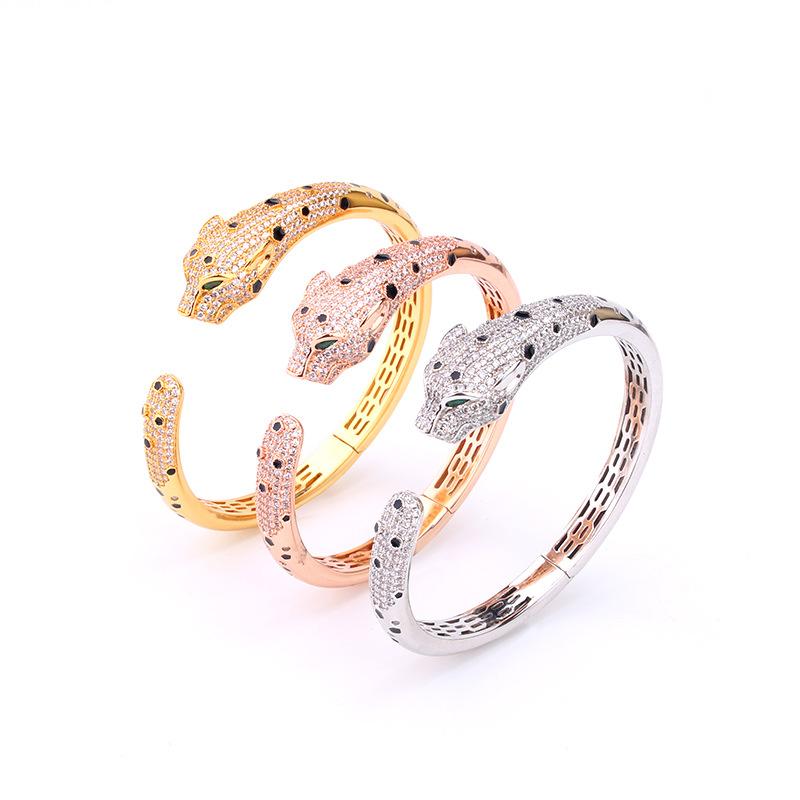 Style New Product Fashion Leopard Bracelet Micro Inlaid Gel Leopard Pattern Ring Bracelet Set for Women