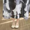 DIMANAF New 2026 Women Plus Size Long Dress Lady Summer Beach Loose Oversize Maxi Floral Print Cotton Vintage Black