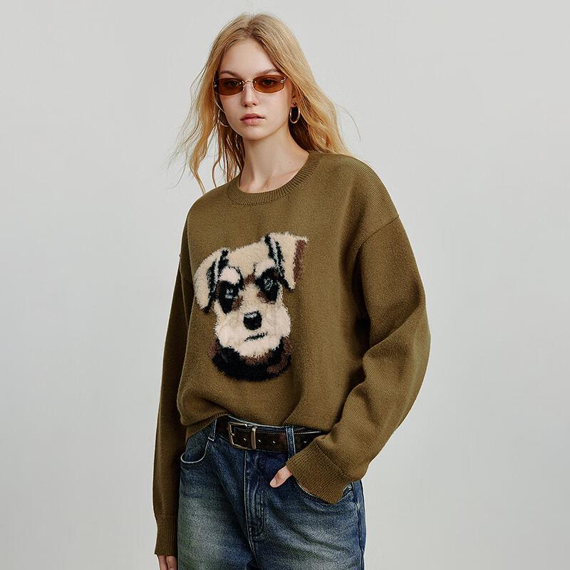 Chuyu Women's Plush Dog Head Knit Sweater