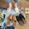 Yuzhihao Women's Fashion Closed-Toe Summer Flat Heel Half Slippers, Solid Color, Outdoor Wear
