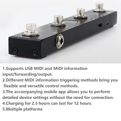 M-VAVE Chocolate BT Wireless MIDI Controller Rechargeable 4 Buttons Functional MIDI Foot Controller Pedal APP Control