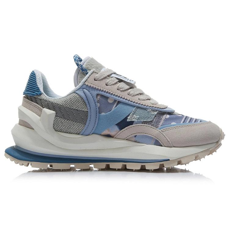 Li Ning Fangyuan Eternal Running Shoes Women's Low Top Light Gray Blue/White Sand Gray/Denim Blue AGCR058-8