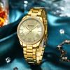 CURREN NEW Luxury Stainless Steel Wristwatches for Ladies Romantic Rose Pink with Rhinestones Roman Numeral Dial