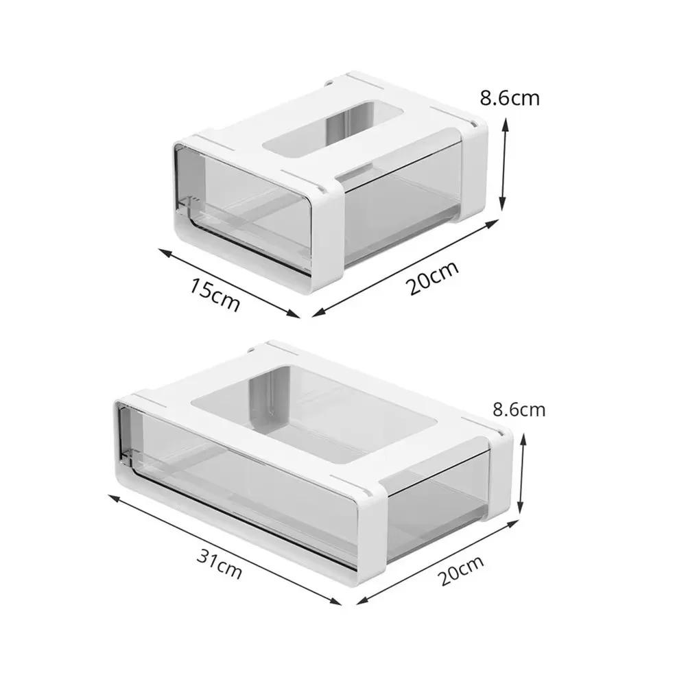 Versteckte Schubladen-Aufbewahrungsboxen unter dem Schreibtisch Transparente Schubladenboxen Selbstklebend Büro-Tisch Schreibtisch Zuhause Kunststoff-Organizer Schließfach