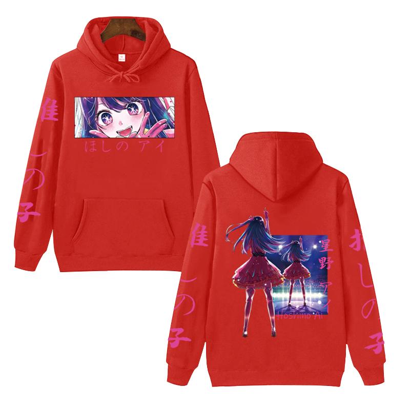 

Толстовка з принтом Anime Eyes Oshi No Ko Толстовка з капюшоном Harajuku Cute Hoshino Ai Світшот унісекс з кишенею Хіп-хоп Топ 4XL червоний