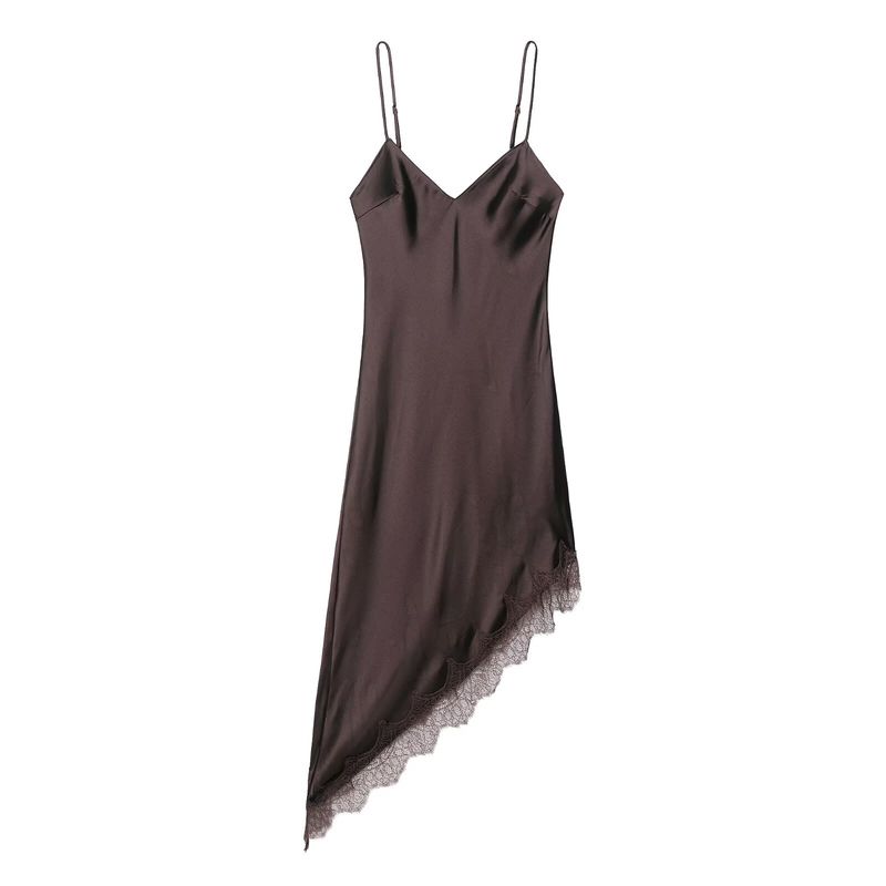 Kaslead New Arrival Women's Clothing Fashion Style Fashion Lace Detail Silk Satin Texture Dress 8827332