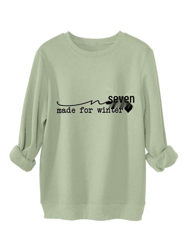 Women's Winter Unfit Simple Loose Fleece-Lined Pullover Hoodie