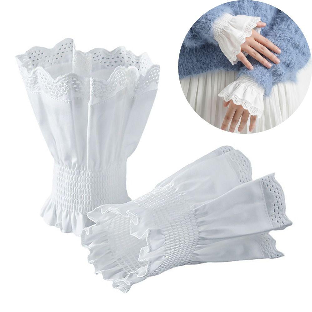 Białe Fałszywe Mankiety Odpinane Koronkowe Mankiety Nowe Mankiety do Swetra Kobiety