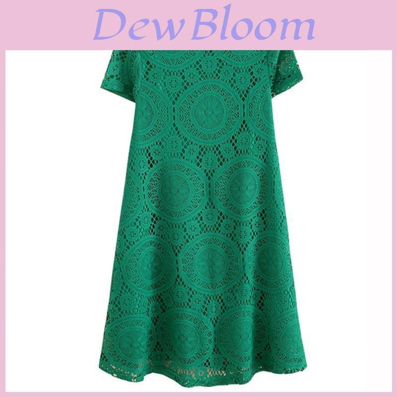 Elegante Abito in Pizzo Stile Europeo Abito Corto Svasato Vita Alta