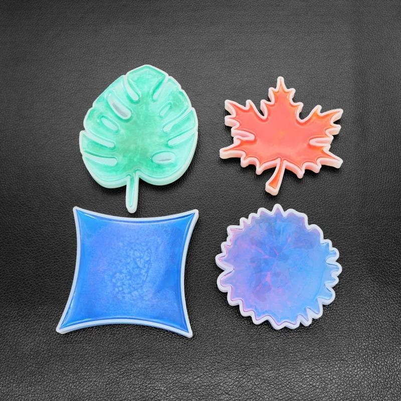Diy Crystal Glue Silicone Mold Coaster Mold Leaf Maple Leaf Diamond Handmade Mirror