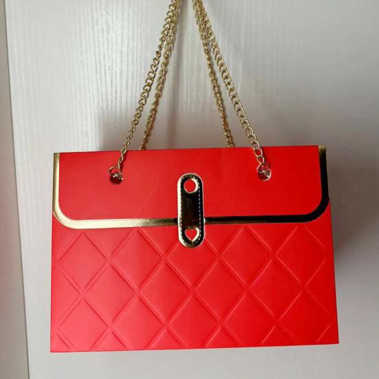 Papírová dárková krabička s květinami a kovovým řetízkem, kbelík na ukládání kytic, malá floristická kabelka, dárková řemeslná obalová taška pro svatební oslavu, Valentýna, narozeniny