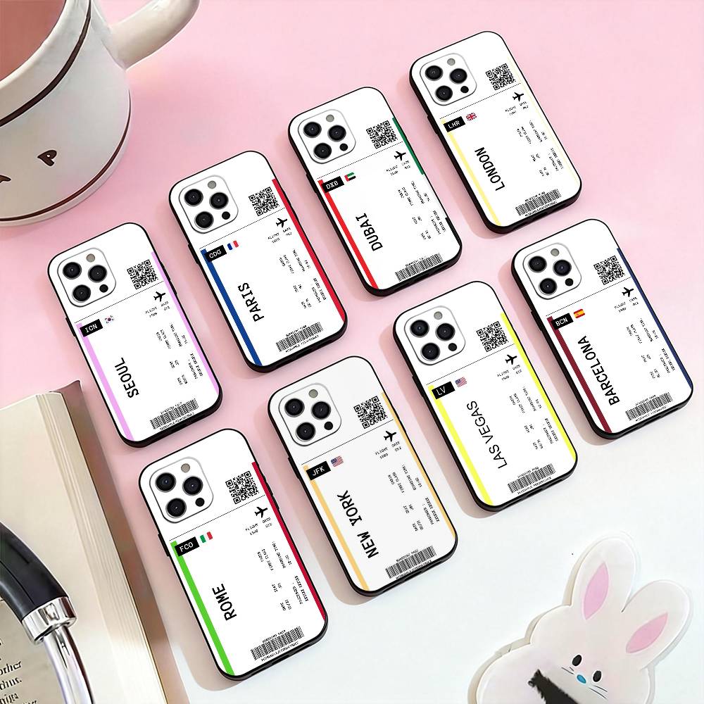 Boarding Pass Plane Ticket Phone Case Silicone Soft For IPhone 17,16,15,14,13,12,11,XS,Plus Pro Max