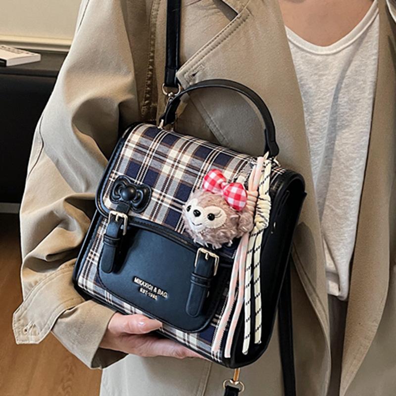 Schoolbag Retro Contrasting Color Fashionable Student Bag 1011 New Foreign Style Casual Backpack Niche High Value Simple Women's Bag
