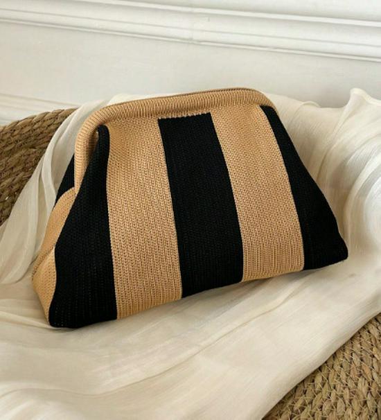 2025 Trendige Damen Colorblock Gestreifte Clutch und Make-up-Tasche