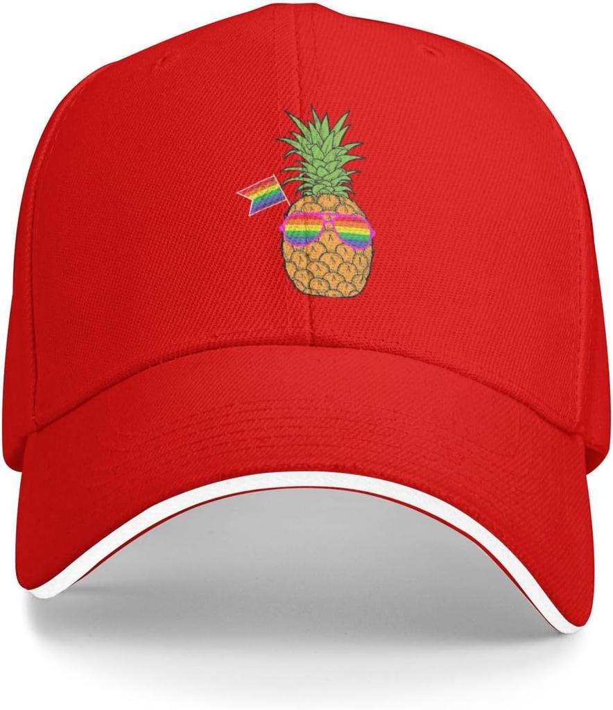 Pineapple LGBT Pride Rainbow Flag Baseball Cap Polyester Adjustable Casual Unisex Adult Hat