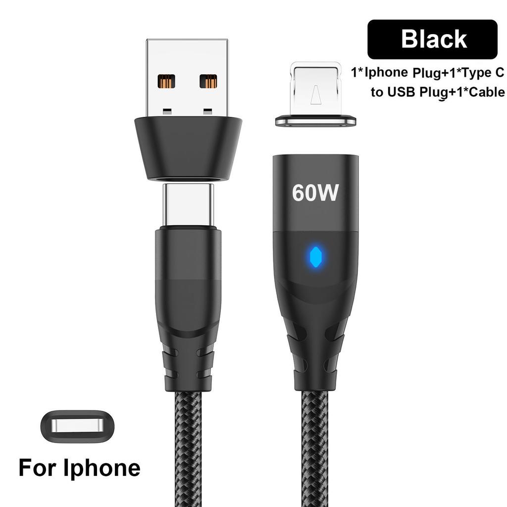60W Magnetic Cable Fast Charging USB C To TypeC Micro Magnetic Data Cord For Samsung Magnet Charger Wire USB A Adapter