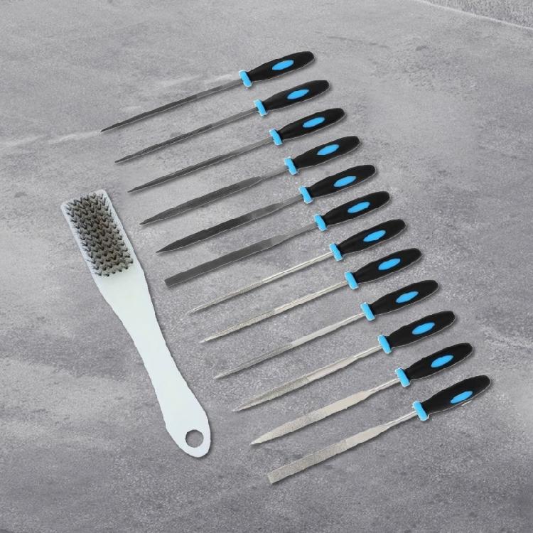 13Piece Sturdy Steel File Collection with Cleaning Brush Functional Shaping Tool for Professional and DIY Use