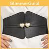 Minimally Heart Shaped Buckle Decoration Women Elasticity Wide Waist Belt For Dress And Coat Styling