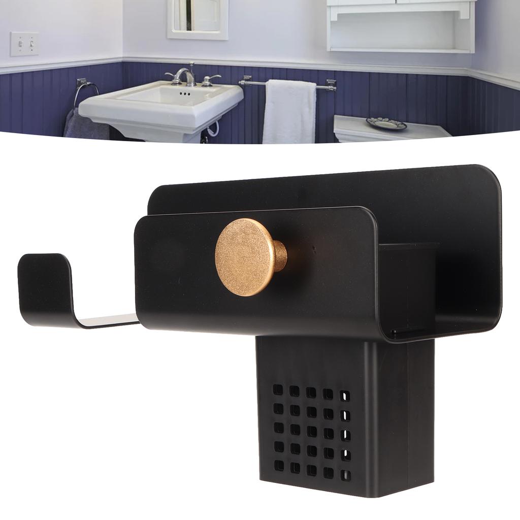 Hair Dryer Holder Punching Wall Mounted Space Saving Hair Dryer Rack with Storage Cup
