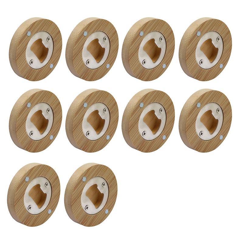 5/10PCS Round Bottle Opener Magnetic Fridge Decoration Wooden Beverage Open Tools Suitable for Beer Bottles Kitchen Supplies ZYF