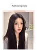 Women's Long Forehead Lace Wig with Natural Bangs - Fashionable Straight Hair, Full Coverage, Middle Parting.