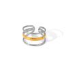 European-American Style Titanium Steel Open Ring - 18K Gold, Non-Fading, Three-Layer Line Design for Women